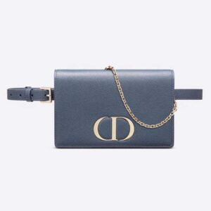 DIOR 30 Montaigne 2-in-1 Pouch Grained Calfskin Leather Blue