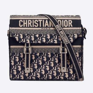 DIOR Diorcamp Bag Blue Dior Oblique Embroidery ‘Christian Dior’