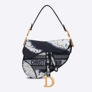 DIOR Saddle Bag Blue Multicolor Tie & Dior Embroidery