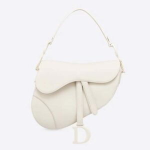 DIOR Saddle Bag Latte Ultramatte Calfskin ‘D’ ‘CD’ Signature-White