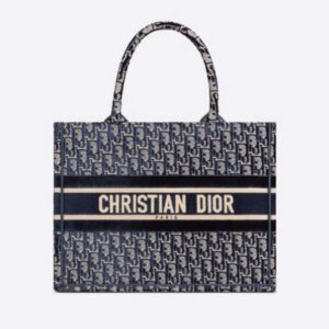 DIOR Small Dior Book Tote Blue Dior Oblique Embroidered Velvet