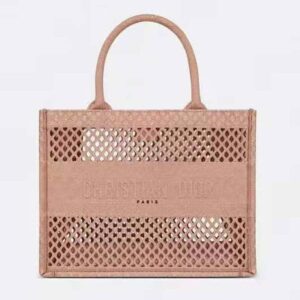 DIOR Small Dior Book Tote Clay-Colored Mesh Embroidery