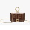 Fendi Women Nano Baguette Charm Brown Fabric Charm Jacquard FF