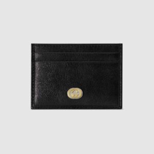 Gucci GG Men Card Case with Interlocking G in Black Soft Leather