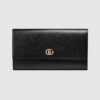 Gucci GG Unisex GG Marmont Leather Continental Wallet in Leather Black