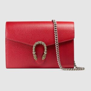 Gucci GG Women Dionysus Leather Mini Chain Bag with Tiger Head Spur Red