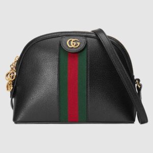 Gucci GG Women Rounded Top Ophidia Small Shoulder Bag in Leather Black