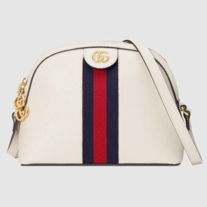 Gucci GG Women Rounded Top Ophidia Small Shoulder Bag in Leather White