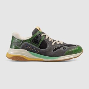 Gucci Men’s Ultrapace Sneaker in Embroidered G Detail 3 cm Heel-Green
