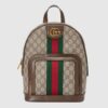 Gucci Unisex Ophidia GG Small Backpack Beige/Ebony GG Supreme Canvas