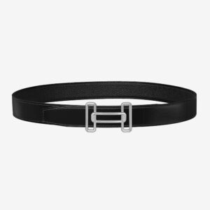 Hermes Men Rythme Belt Buckle & Reversible Leather Strap 32 mm Silver