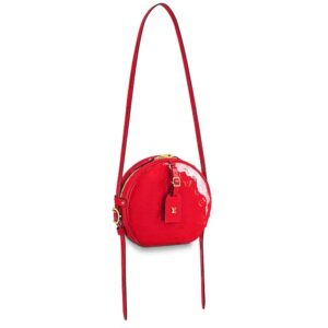 Louis Vuitton LV Women Boite Chapeau Souple Handbag in Glossy Monogram Vernis Embossed Patent Leather Red