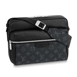 Louis Vuitton LV Unisex Outdoor Messenger Taiga Leather Monogram Canvas Black