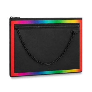 Louis Vuitton LV Unisex Pochette A4 Wallet Black Taiga Leather