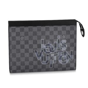 Louis Vuitton LV Unisex Pochette Voyage MM Damier Graphite Canvas Grey
