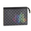 Louis Vuitton LV Unisex Pochette Voyage MM Damier Graphite Canvas Yellow