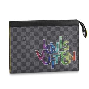 Louis Vuitton LV Unisex Pochette Voyage MM Damier Graphite Canvas Yellow