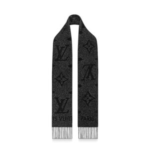 Louis Vuitton LV Unisex Reykjavik Scarf with Monogram Flowers and LV Initials Black