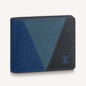 Louis Vuitton LV Unisex Slender Wallet Monochrome Taiga Leather Navy