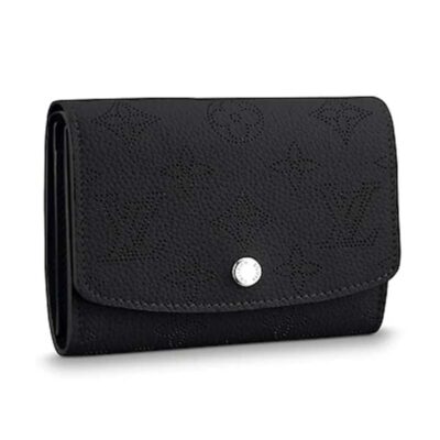 Louis Vuitton LV Women Iris Compact Wallet Mahina Perforated Calf Leather Black