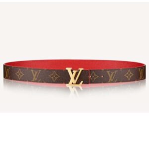 Louis Vuitton Unisex LV Initials 30 mm Reversible Belt Monogram Canvas Calf Leather Red