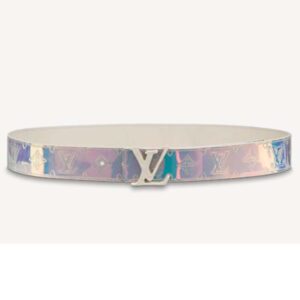 Louis Vuitton Unisex LV Shape 40mm Belt Iridescent White PVC Strap Embossed Monogram