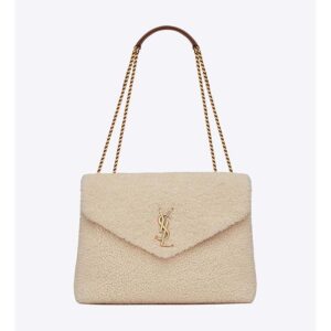 Saint Laurent YSL Women Loulou Medium in Shearling-White