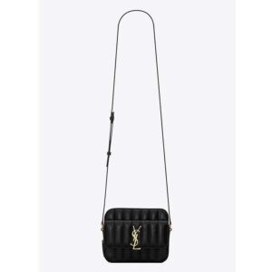Saint Laurent YSL Women Vicky Camera Bag in Quilted Lambskin-Black