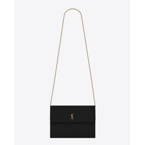 Saint Laurent YSL Women Victoire Chain Bag in Crinkled Leather-Black