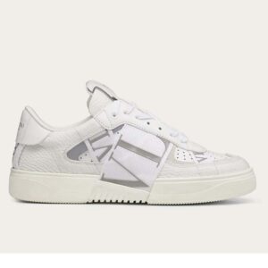 Valentino Unisex VL7N Sneaker Banded Calfskin Leather Rubberised VLTN Logo-Silver