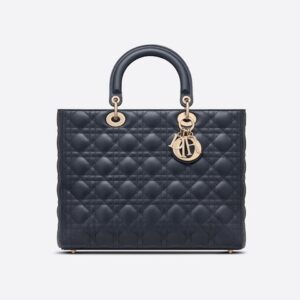 Dior Blue Cannage Large Lady Bag