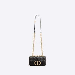 Dior Black Supple Cannage Small Caro Bag